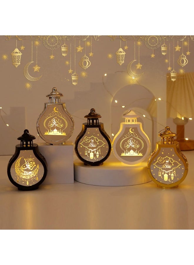 فانوس رمضان، زينة إضاءة فانوس رمضاني مزخرف، زينة رمضان مبارك بتقنية LED، مصباح رمضاني مزخرف صغير 15سم - Image 2